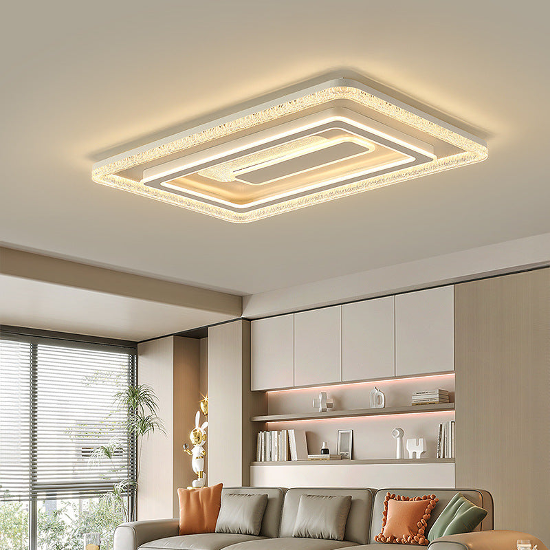 Modern Luxury Rectangular LED Ceiling Light – Flush Mount in Iron & Acrylic for Living Room