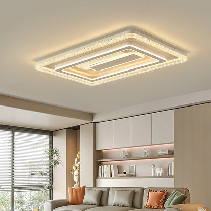 Modern Luxury Rectangular LED Ceiling Light – Flush Mount in Iron & Acrylic for Living Room