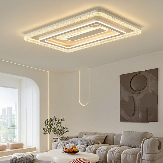 Modern Luxury Rectangular LED Ceiling Light – Flush Mount in Iron & Acrylic for Living Room