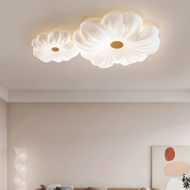 Contemporary Creative Flower LED Ceiling Light – Flush Mount in Iron & PE for Bedroom