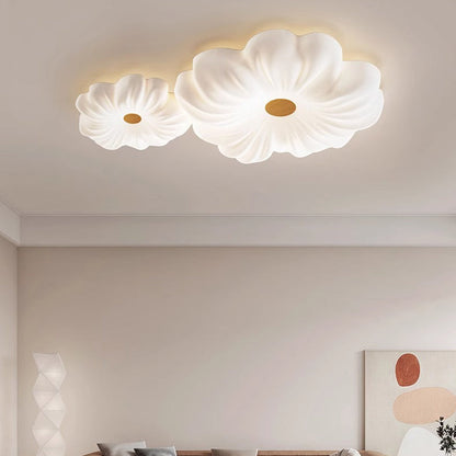 Contemporary Creative Flower LED Ceiling Light – Flush Mount in Iron & PE for Bedroom