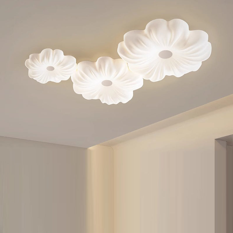 Contemporary Creative Flower LED Ceiling Light – Flush Mount in Iron & PE for Bedroom
