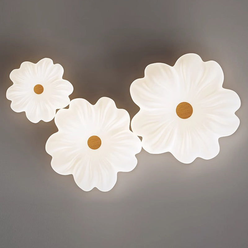 Contemporary Creative Flower LED Ceiling Light – Flush Mount in Iron & PE for Bedroom
