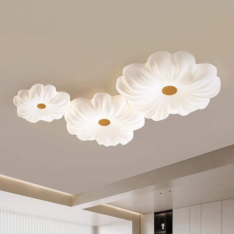 Contemporary Creative Flower LED Ceiling Light – Flush Mount in Iron & PE for Bedroom