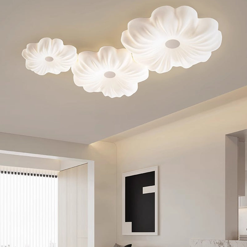 Contemporary Creative Flower LED Ceiling Light – Flush Mount in Iron & PE for Bedroom