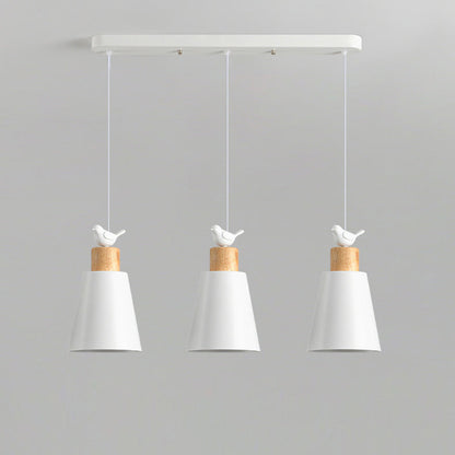 Contemporary Nordic 3-Light Chandelier – Frustum Cone Shades with Solid Wood & Metal for Dining Room Island