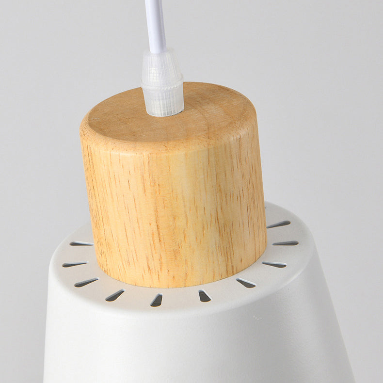 Contemporary Nordic 3-Light Chandelier – Frustum Cone Shades with Solid Wood & Metal for Dining Room Island