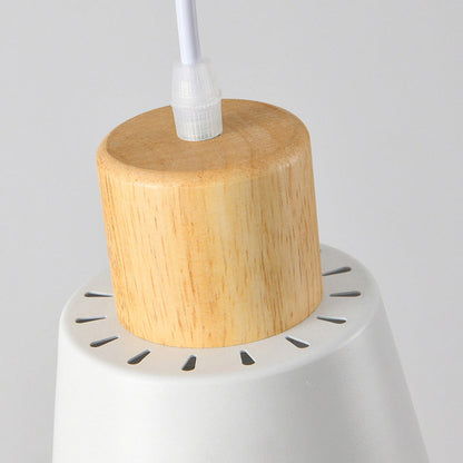 Contemporary Nordic 3-Light Chandelier – Frustum Cone Shades with Solid Wood & Metal for Dining Room Island