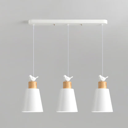 Contemporary Nordic 3-Light Chandelier – Frustum Cone Shades with Solid Wood & Metal for Dining Room Island