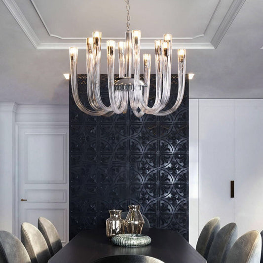 Contemporary Creative Jellyfish Chandelier – 12-Light Glass & Metal Fixture for Living Room