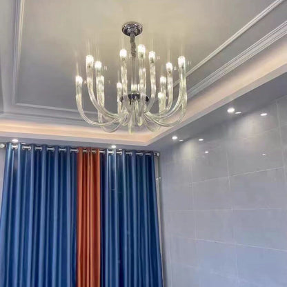 Contemporary Creative Jellyfish Chandelier – 12-Light Glass & Metal Fixture for Living Room