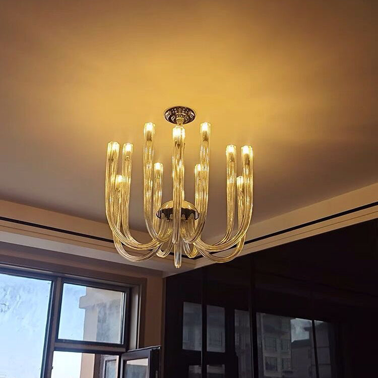 Contemporary Creative Jellyfish Chandelier – 12-Light Glass & Metal Fixture for Living Room