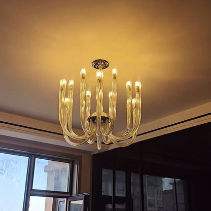 Contemporary Creative Jellyfish Chandelier – 12-Light Glass & Metal Fixture for Living Room