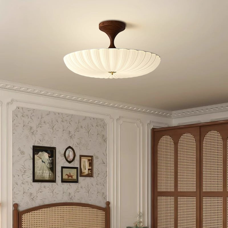 Traditional Chinese Dome LED Ceiling Light – Semi-Flush Mount in Acrylic & Iron for Bedroom