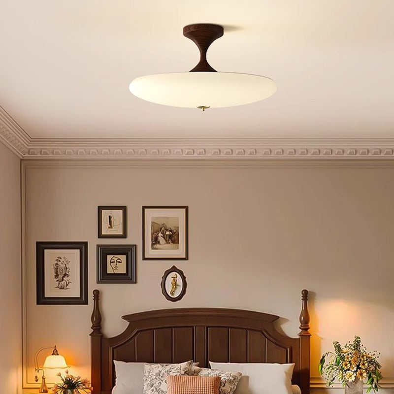 Traditional Chinese Dome LED Ceiling Light – Semi-Flush Mount in Acrylic & Iron for Bedroom