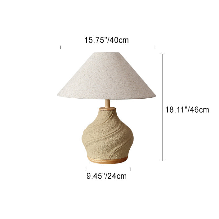 Traditional Vintage Cone Table Lamp – 1-Light Travertine & Glass for Bedroom