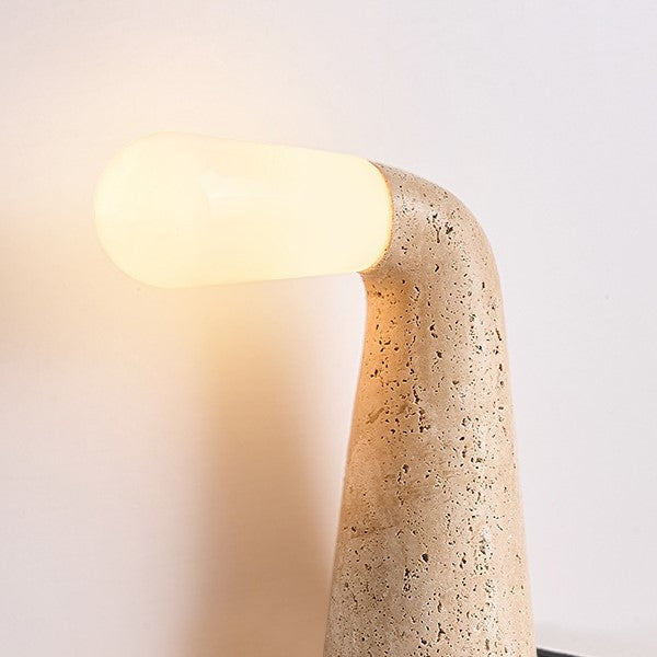Traditional Vintage Cone Travertine Glass 1-Light Table Lamp For Bedroom