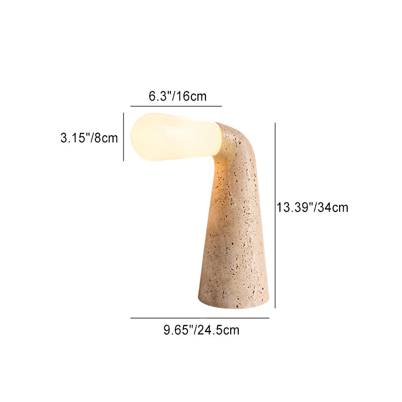 Traditional Vintage Cone Travertine Glass 1-Light Table Lamp For Bedroom
