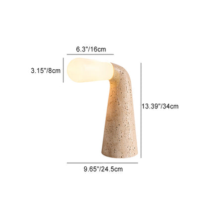 Traditional Vintage Cone Travertine Glass 1-Light Table Lamp For Bedroom