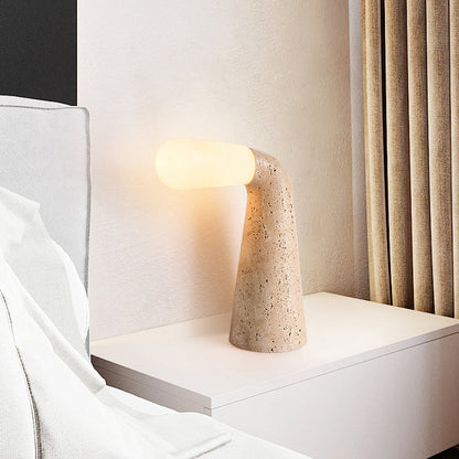 Traditional Vintage Cone Travertine Glass 1-Light Table Lamp For Bedroom