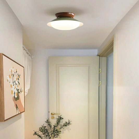 Traditional French Cone LED Ceiling Light – Semi-Flush Mount in Iron & PE for Bedroom