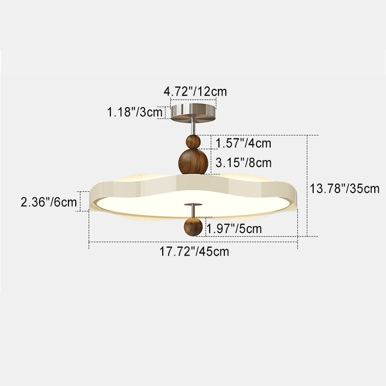 Traditional Vintage Round LED Ceiling Light – Semi-Flush Mount in Iron & PE for Bedroom
