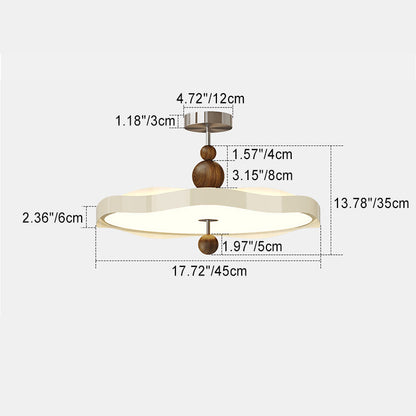 Traditional Vintage Round LED Ceiling Light – Semi-Flush Mount in Iron & PE for Bedroom