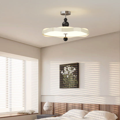 Traditional Vintage Round LED Ceiling Light – Semi-Flush Mount in Iron & PE for Bedroom