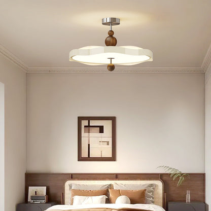 Traditional Vintage Round LED Ceiling Light – Semi-Flush Mount in Iron & PE for Bedroom