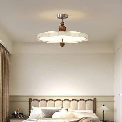 Traditional Vintage Round LED Ceiling Light – Semi-Flush Mount in Iron & PE for Bedroom