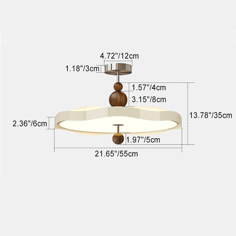 Traditional Vintage Round LED Ceiling Light – Semi-Flush Mount in Iron & PE for Bedroom