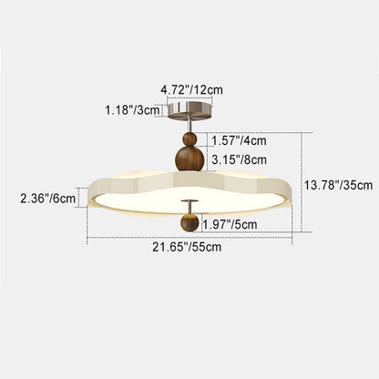 Traditional Vintage Round LED Ceiling Light – Semi-Flush Mount in Iron & PE for Bedroom