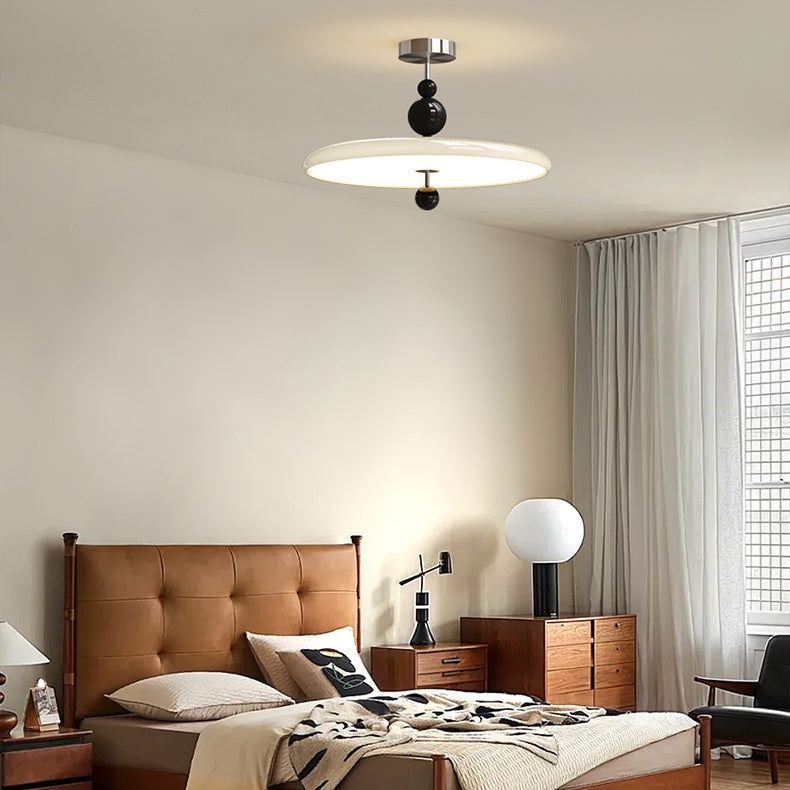 Traditional Vintage Round LED Ceiling Light – Semi-Flush Mount in Iron & PE for Bedroom