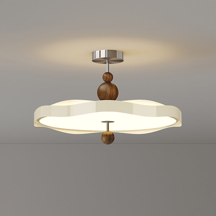 Traditional Vintage Round LED Ceiling Light – Semi-Flush Mount in Iron & PE for Bedroom