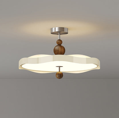 Traditional Vintage Round LED Ceiling Light – Semi-Flush Mount in Iron & PE for Bedroom