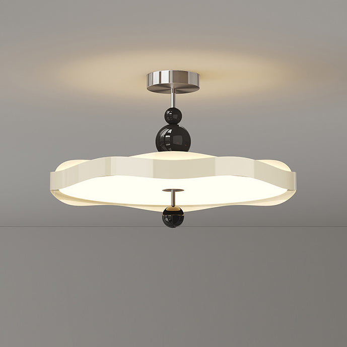 Traditional Vintage Round LED Ceiling Light – Semi-Flush Mount in Iron & PE for Bedroom