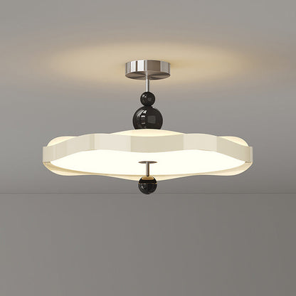 Traditional Vintage Round LED Ceiling Light – Semi-Flush Mount in Iron & PE for Bedroom