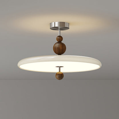Traditional Vintage Round LED Ceiling Light – Semi-Flush Mount in Iron & PE for Bedroom