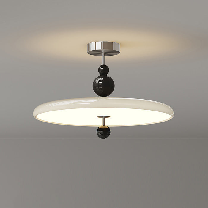 Traditional Vintage Round LED Ceiling Light – Semi-Flush Mount in Iron & PE for Bedroom