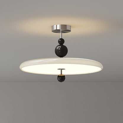 Traditional Vintage Round LED Ceiling Light – Semi-Flush Mount in Iron & PE for Bedroom