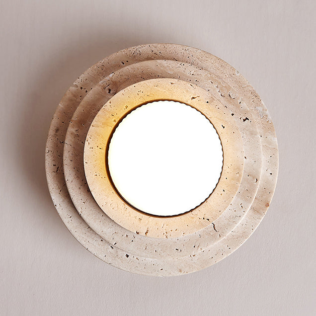 Contemporary Nordic Travertine Ceiling Light – 1-Light Cylinder Semi-Flush Mount for Bedroom