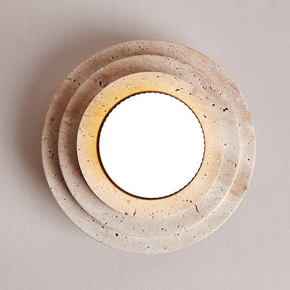 Contemporary Nordic Travertine Ceiling Light – 1-Light Cylinder Semi-Flush Mount for Bedroom
