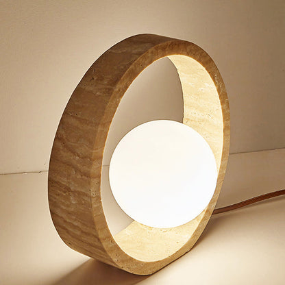 Traditional Vintage Travertine Table Lamp – 1-Light Circle Design for Bedroom