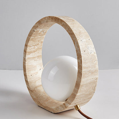 Traditional Vintage Travertine Table Lamp – 1-Light Circle Design for Bedroom