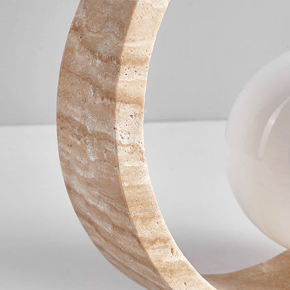 Traditional Vintage Travertine Table Lamp – 1-Light Circle Design for Bedroom