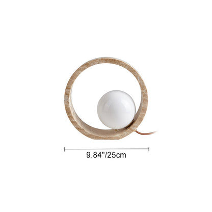 Traditional Vintage Travertine Table Lamp – 1-Light Circle Design for Bedroom