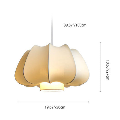 Traditional Japanese Dome Iron Fabric 1-Light Pendant Light For Living Room