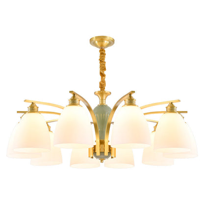 Modern Luxury Dome Copper Glass 3/6/8/10 Light Chandelier For Living Room