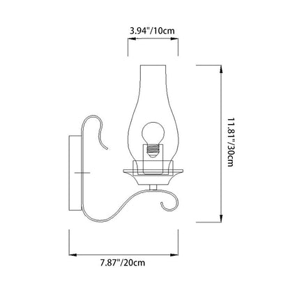 Traditional Vintage Bottle Iron Glass 1-Light Wall Sconce Lamp For Hallway