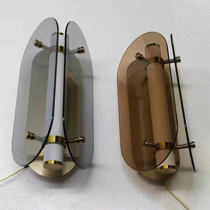 مصباح حائط LED بيضاوي الشكل من النحاس والزجاج بتصميم آرت ديكو الحديث لغرفة المعيشة 